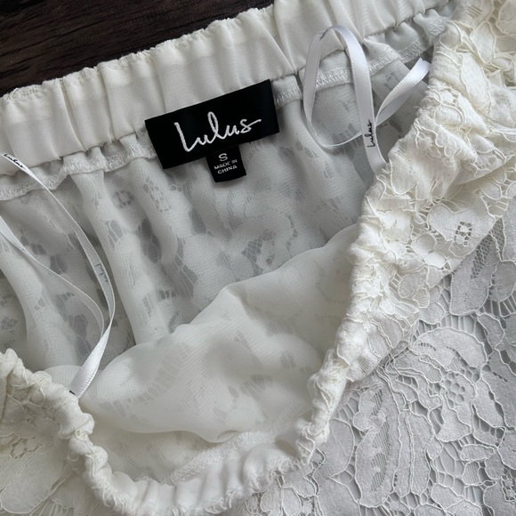 Lulu’s “Ethereal View” Ivory Lace Off-the-Shoulder Top - Picture 3 of 6